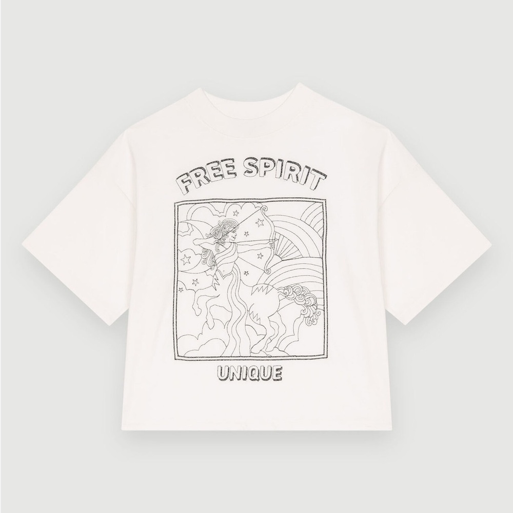 Maje T-Shirt with Free Spirit Embroidery